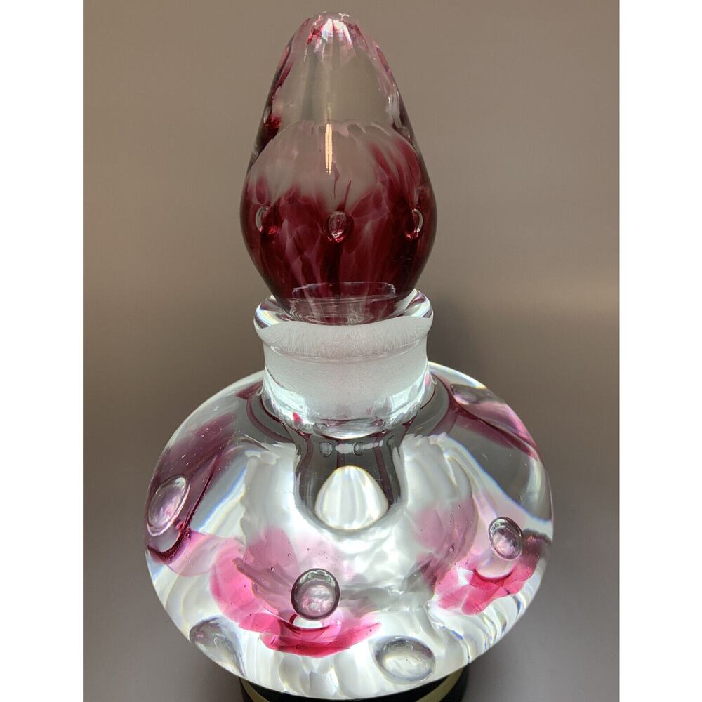 Vtg Joe Rice Perfume Bottle Cranberry Trumpet Flower Bullicanti - Picture 11 of 12